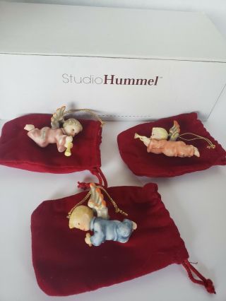 3 Vintage Goebel Hummel Studio Angel Christmas Ornaments