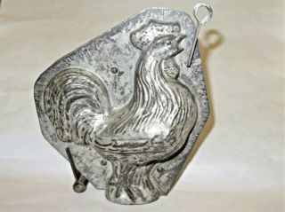 Antique Vintage Chocolate Metal Mold Chicken Rooster Country Prim Folk Americana