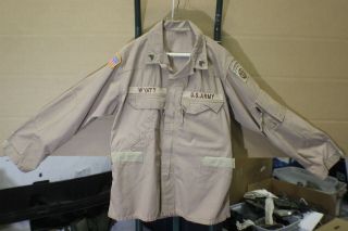 Collectable Airborne Desert Tan Field Shirt With Patches And Emblems Medium