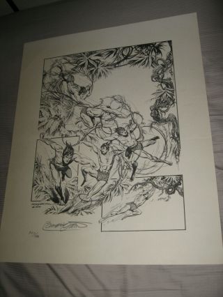 Burne Hogarth Signed Autographed 1974 Tarzan Print 18x22 