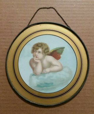 Cherub Deep In Thought,  Victorian Flue Cover,  Vintage 1900 