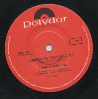Shakin Stevens Rare 1978 Australian Only 7 " Oop Single " Somebody Touched Me "
