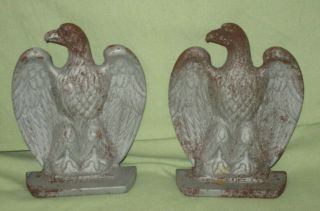 2 Vintage Cast Iron Metal Eagle Bookends