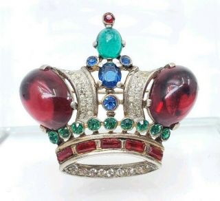 Fine Vintage Sterling Crown Trifari Alfred Philippe Coronation Crown Brooch Pin