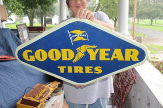 Vintage 1959 Goodyear Tires Gas Station 28 " Metal Sign