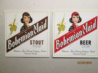 Vintage Canadian Beer Labels - Bohemian Maid Brewing Co.