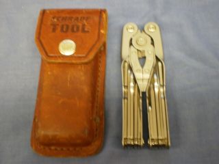 Vintage Schrade Tough Usa Multi Tool With Leather Case Euc St1