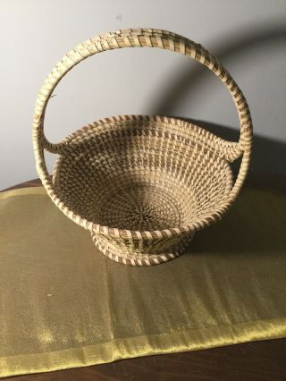 Vintage Gullah Large Basket Sc Carolina Charleston Sweetgrass Folk Art