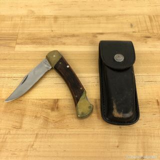 Schrade Vintage Usa Knife Lockblade Folding Outdoor Hunting Lb7 W/ Belt Sheath