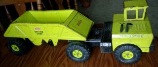 Vintage Mighty Tonka Bottom Dump Truck And Trailer - - Lime Green