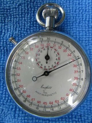 Swiss Antique Eastfield Split Second Pocket Stop Watch Timer Vintage Running.