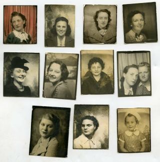 Vintage Photobooth Photos Ladies And Girl (group Of 11)
