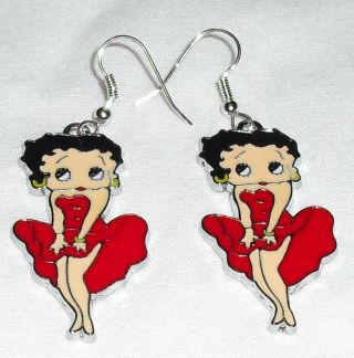Betty Boop Red Earrings Marilyn Pose Handcrafted Within The Usa