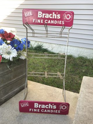 Vintage Brach’s Fine Candies Counter Display Rack Sign Candy 10 Cent Brachs Pink