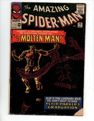 Spider - Man 28 G/vg " Origin & 1st App.  Molten Man "