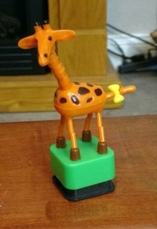 Vintage British Tm Push Puppet 4 " Giraffe Plastic Collapsible Toy China