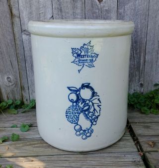 Xlnt Vintage Antique 10 Gallon Western Monmouth Stoneware Co Fruit Crock