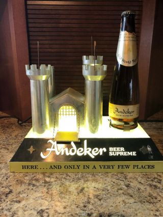 Andeker Beer Advertising Sign Castle 1950s 60s Vtg Light