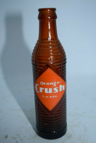 Antique Orange Crush Ribbed Amber Soda Bottle 7 Oz.  Crushy