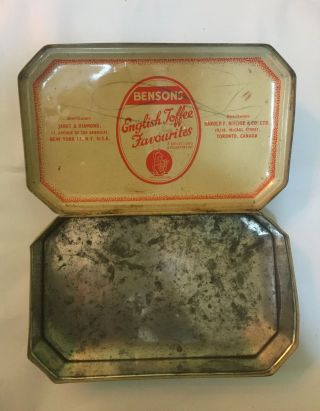 Vintage Bensons English Toffee Candy Confections RMS Queen Mary Print Tin Box 2