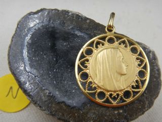 Vintage Madonna Gold Filled Virgin Mary Pendant Religious Medallion
