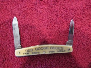 Vintage Folding Knife.  Advertising Red Goose Shoes.  Solid 1906 - 1948