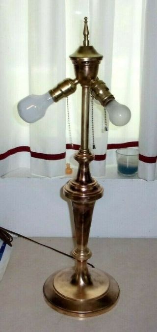 C 1909 To 1915 Wilkinson Spun Brass & Iron Electric 3 Socket Table Lamp 907