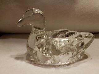 Crystal Glass Duck Open Salt Cellar Dip Clear Color