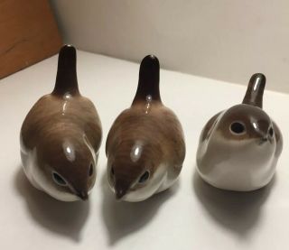3 Baby Porcelain Quail Birds Unmarked 2.  5”