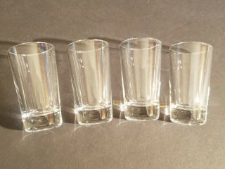 (set Of 4) Vintage Clear Shot Glasses 2 - 1/2 " High 1 - 1/4 " Top Dia 1 " Bottom Dia