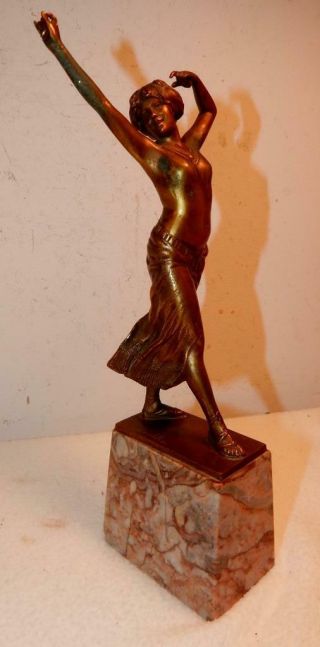 Art Deco Franz Peleschka Austrian Bronze Semi - Nude Lady Harem Dancer Sculpture
