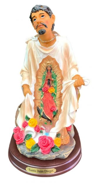 8 Inch Statue San St Juan Diego Saint W/our Lady Of Guadalupe