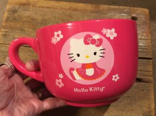 Hello Kitty By Sanrio Hot Pink Polka Dot Large Ceramic Coffee Mug 16 Oz