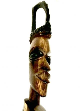 Primitive Hand Carved Wood African Sculpture 2 Head Totem Distinct Art