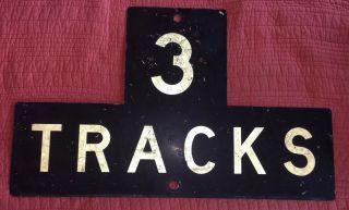 Vintage 3 Tracks Railroad Sign Crossing Train Engine Caboose R.  R.  Railway