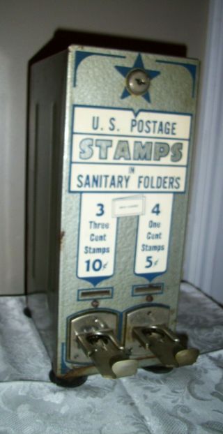 Vintage Us Mail Metal Postage Stamp Machine Dispenser Coin 10 & 5 Cent 12 " X 5 "