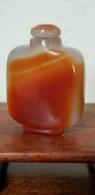 Antique Chinese Snuff Bottle Carnelian Agate Hard Stone,  Well Carved 19th/20th C
