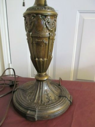 antique Brass Table Lamp Base Arts & Crafts Mission - double Sockets 1910 2