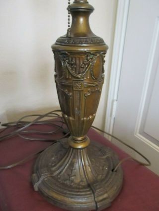 antique Brass Table Lamp Base Arts & Crafts Mission - double Sockets 1910 3