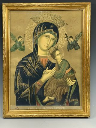 Framed Icon Religious S.  Maria De Perpetuo Succursu (our Lady Of Perpetual Help)