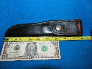 Early Buck Knife Leather Sheath Scabbard Fixed Blade Belt Mount Snap Black 102