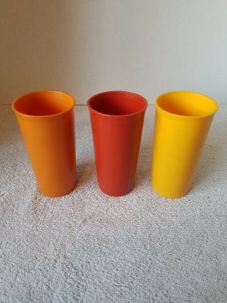 Tupperware Harvest Colors Tumblers Plastic Glasses Set Of 3 9 Oz 116