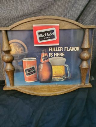 Vintage 1960s Old Black Label Plastic Beer Sign Puffy Display To Look 3d