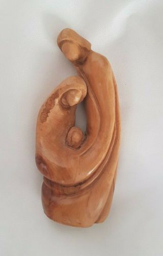 Virgin Marry Baby Jesus Joseph Figure Wooden Statue Hand Curved Holy Family Vtg