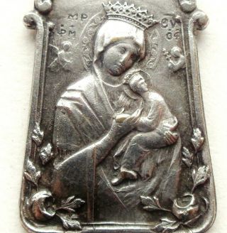 Perpetual Help & Roses,  Lily Flowers Decors - Sublime Antique Art Medal Pendant