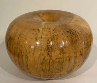 Ed Moulthrop Signed Spanish Oak Turned Wood Doughnut Bowl Vessel 6” X 9”