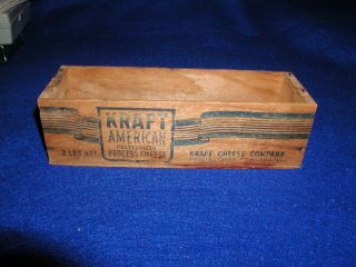 Vintage Kraft American Cheese 2 Lbs.  Wood Box 9 In