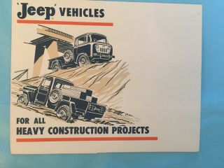 1957 Jeep " Heavy Construction Vehicles " Truck Car Dealer Sales Brochure Willys