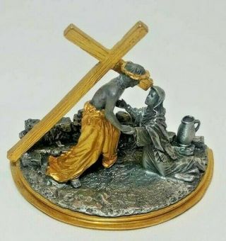 Stations Of The Cross Franklin Pewter 4th Jesus Meets His Sorrowful Mother