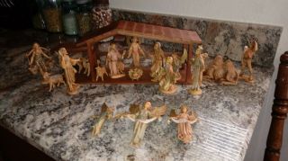 Vtg Fontanini Italy 18 Pc Nativity Creche Stable Jesus Mary Joseph 3 Kings 1983